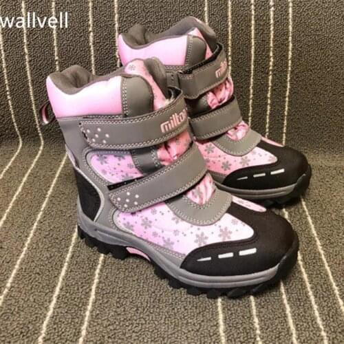 Wallvell girls snow boots children boots waterproof outdoor boots size 31 to 36