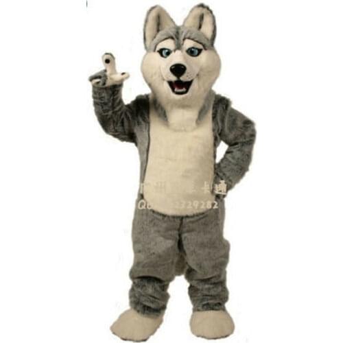 Gray Husky Dog Mascot Costume Short Plush Animal Mascot Fursuit Christmas Adult Cartoon Party Suit Fancy Dress Parade Carnival