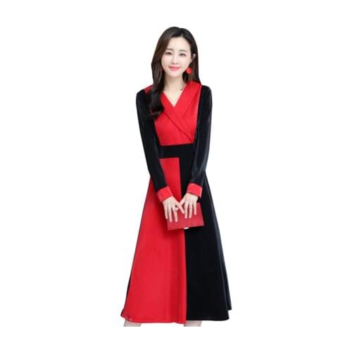 Womens autumn winter dresses women 2020 new tide temperament mass stitching plus size ladies dresses A689