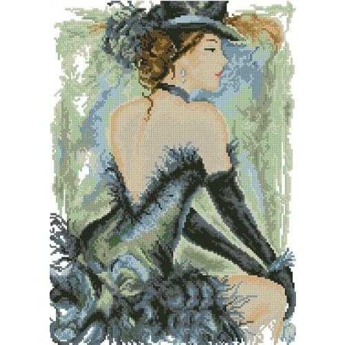 Gold Collection Lovely Counted Cross Stitch Kit Vervaco Elegant Fashion Vogue Lady Girl Woman with Hat Chapeau