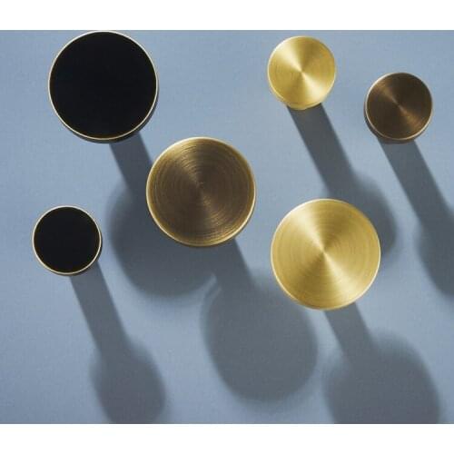 Gold Brass Simple Cabinet Knob Handle Round Dresser Knobs Black Brass Drawer Pulls Knob Kitchen Cupboard Knobs