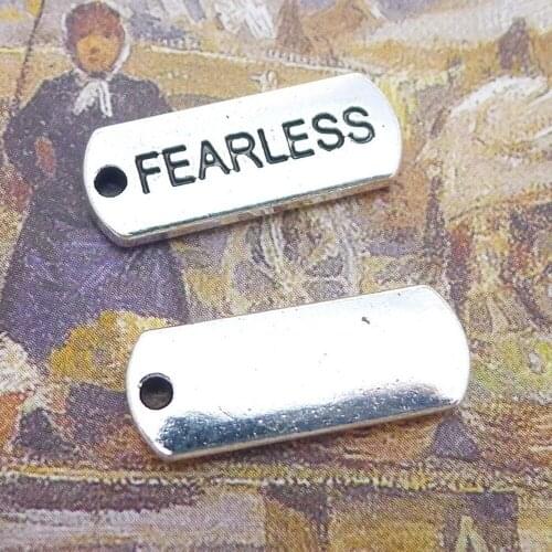 100pcs Fearless Charms 21mm x 8mm DIY Jewelry Making Pendant antique silver color