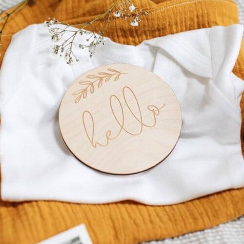 2pcs hello wood sign newborn Photo Prop Wooden New Baby Birth Announcement Keepsake