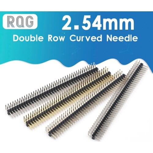 5pcs/lot 90 Degree Pin Header 2.54mm 2X40P Double Row Curved Needle Male Pin Header Connector Gold Plated/Copper