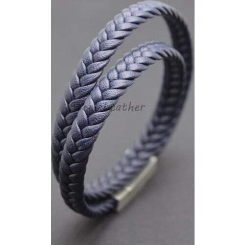 5pcs/lot Custom Logo Navy Vintage Braided Bracelets Male Jewelry Party Gift Stainless Steel Magnetic Clasp Bangles Leather Sale
