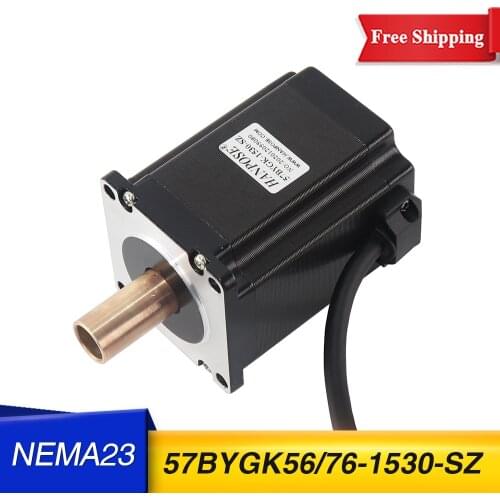 56/76mm of the axis fuselage 4.0A 2.0N.M 57BYGK76-1530-SZ Copper Hollow double shaft stepper motor for CNC worm wheel edging