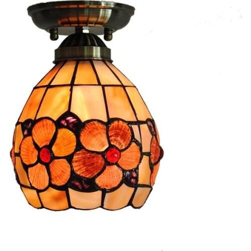 6-inch Tiffany Flower Ceiling Lamp Tiffanylamp Vintage European Stained Shell Bar Dining Room Art Decor Lighting Light New CL281