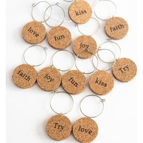 6pcs/set Monogram Party Blank Wood Wine Glass Charm Marker Wedding Party Table Decoration LX2929