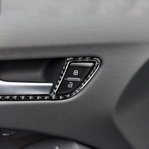 Car Stickers 4Pcs Inner Door Handle Insert Carbon Fiber Trim Cover Frame
