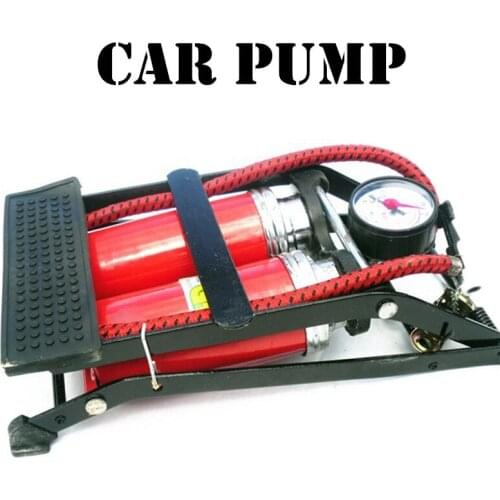 Car TWO pump air compressor Car-styling Foot Air Pump 100PSI Car Vehicle Tires Bicycle Bike Motorbike Ball Inflator