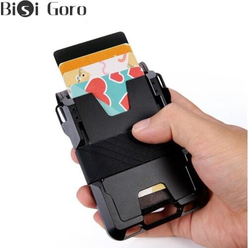 BISI GORO 2020 New Men RFID Wallet Smart ID Card Holder High Quality Personality Card Case New Fashion Aluminum Box Metal Case