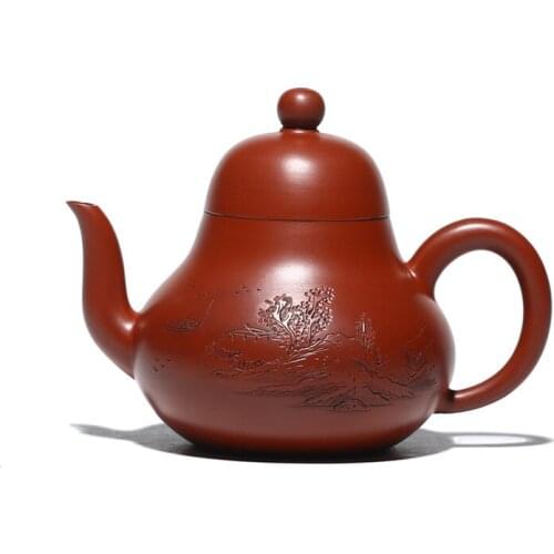 Purple Clay Teapot, Yixing, China, Tea Set, Tea Culture, Drinking Utensils, Handmade, Engraved Siting Pot,Drinkware,Teaware
