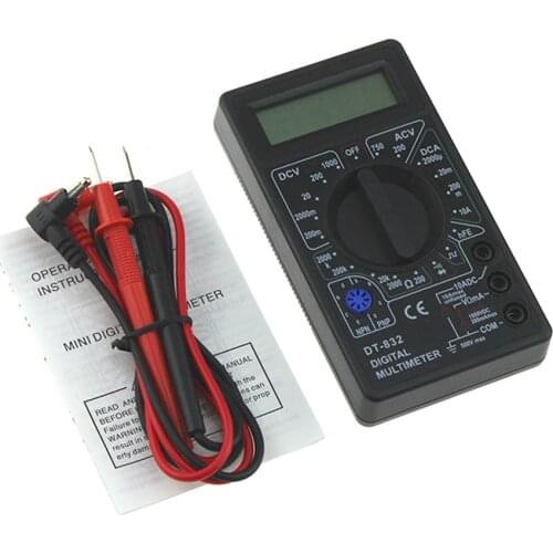 Mini DT832 Digital Multimeter LCD DC AC Voltmeter Ammeter Ohm Tester AC/DC Voltage Digital Ampere Power Meter Test