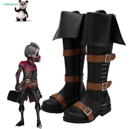 CosplayLove Identity V Embalmer Aesop Carl Exorcist Halloween Black Cosplay Shoes Long Boots Leather Custom Hand Made