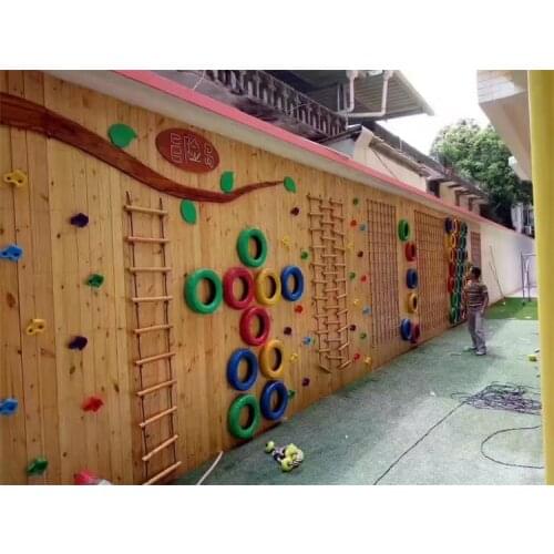 Kindergarten childrens wooden outdoor climbing Dr drill slide small Amusement Equipment fitness training gym equipment