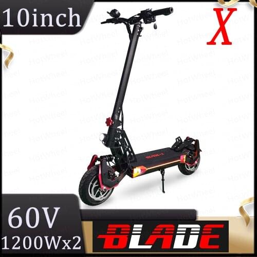 Blade X Pro Electric Scooter 60V Dual Motor 2*1200W Top Speed 75km/h 10*3inch Wide Tire BladeX E-scooter Blade10 Skateboard 60V