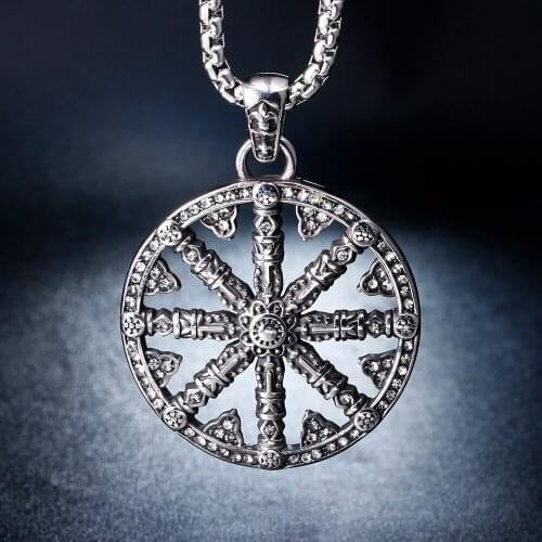 Hiphop/Rock Titanium Steel Zircon Trendy Hip Hop Ship Rudder Pendants Helm Compass Rudder Necklace