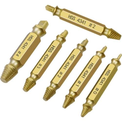 Tool Broken Bolt Screw Removers 6pcs Remover Extractor 51mm Kit High speed steel 6Pcs Broken Bolt Easy Out
