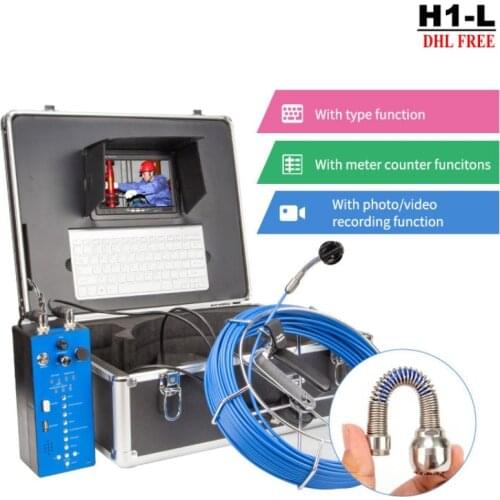 H1 endoscope camera Recordable Drain & Duct Inspection Pipe Inspections Camera System with Meter Counter Keyboard