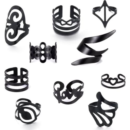 5Pcs/Set Hip Hop Punk Irregular Hollow Ring For Women Alloy Metal Opening Finger Rings Simple Boho Jewelry New Fashion Anillo