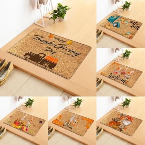 WarmHome Door Mat Gnome Pumpkin Pattern Non-Slip Polyester Bathtub Floor Rug for Home