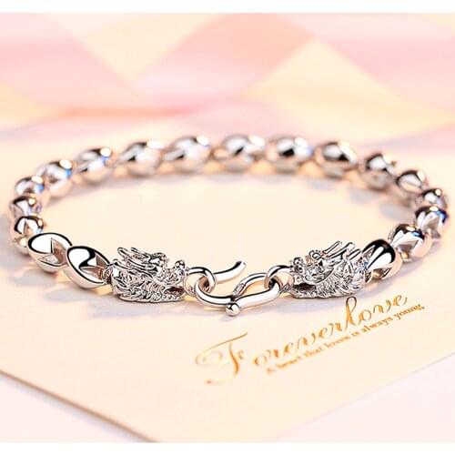 White gold silver 925 dragon chain bracelets for men masculine cool jewelry bijoux party vintage carving accessory fashion gifts