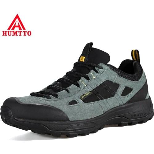 HUMTTO Genuine Leather Hiking Shoes for Men Outdoor Sport Trekking Large Size Mens Shoes Autumn Winter Lacing Athletic Sneakers