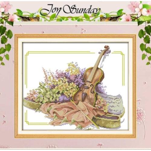 The Violin and Flowers Patterns Counted Cross Stitch 11CT 14CT Cross Stitch Sets Chinese Cross-stitch Kits Embroidery Needlework