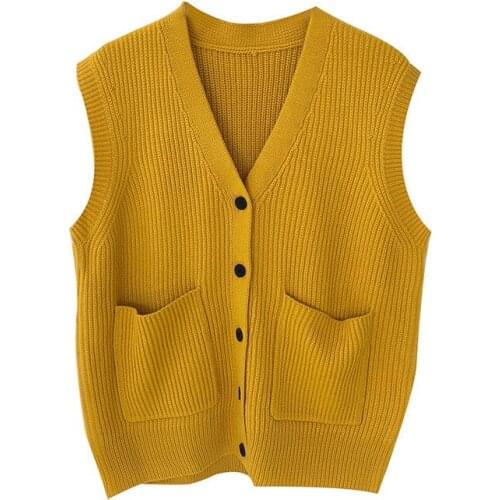 2021 new Women Sweater Vest Autumn and Winter woman' Knitted Vest Womens Outer Cardigan Vest Sleeveless Coat Sweater Vest Coat