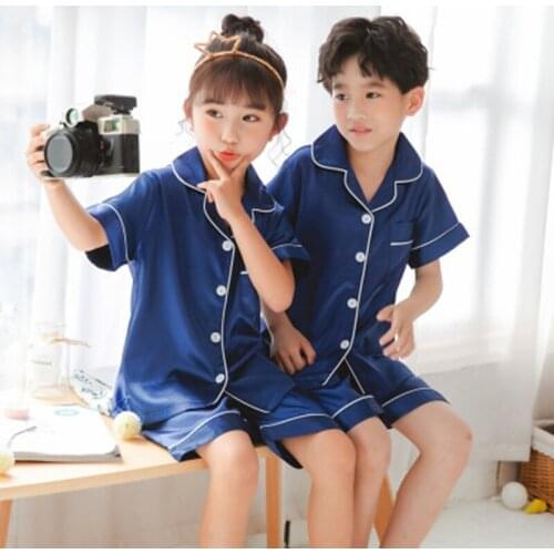 New Arrivals Spring Summer Boys Pajamas Set Baby Cute Silk Sleepwear Suit Kids Nightwear Pants Boys Set Children Gift Home Set