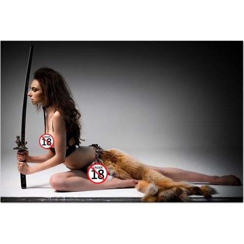 Sexy Girl Holding a Katana Wallpaper Canvas Print Painting Wall Art Posters Wall Picture for Living Room Decor