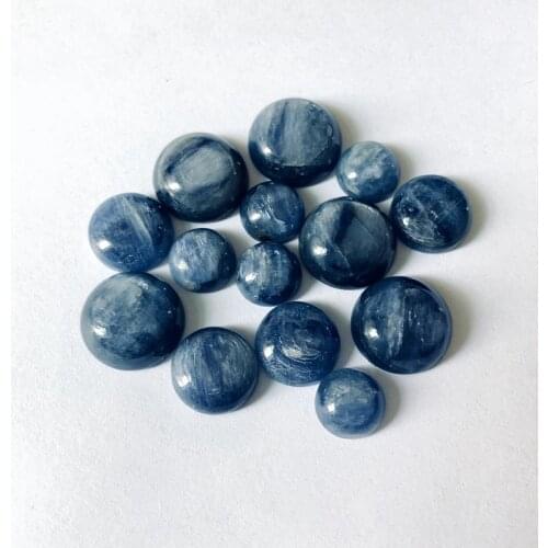 Wholesale 4pcs/lot Blue Kyanite Bead cabochon 8mm 10mm 12mm 14mm 16mm 20mm Round Gem stone Cabochon Ring Face