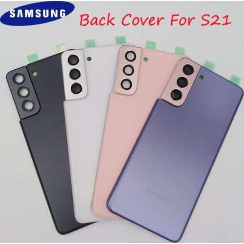 Original Samsung S21 5G Back Battery Cover Rear Door Housing Replacement Repair Parts For Galaxy G990 SM-G990FD With Camera Lens