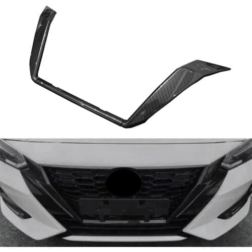 For Nissan Sentra Bluebird Sylphy Almera 2020 2021 Carbon Fiber Front Grille Grills Cover Trim Head Grills Strip