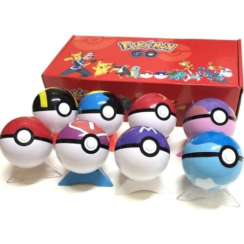 8 Pcs Pokeball+8 Pcs Figures Original Pokemon Toys Ball With Figure Model Toys For Children With Box