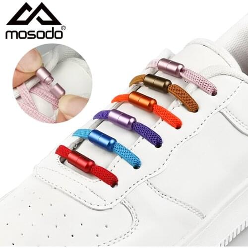 Mosodo Shoelaces Elastic Non Tie Color Metal Capsule Laces Children Adult Elastic Laces Buckle Creative Shoes Accessories