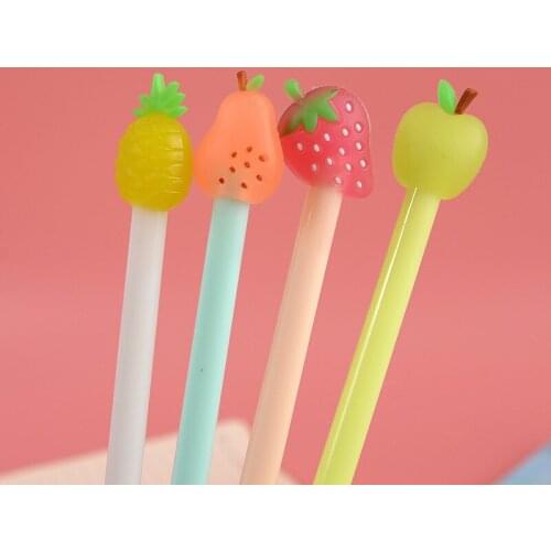 24 Pcs Cute Stationery Cute Fresh Fruit Pie Gel Pen 0.5mm Black Core Student Kawaii School Supplies Materiais Escolar