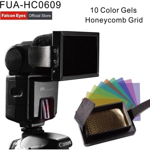 Falcon Eyes Honeycomb Grid with 10pcs Color Filters for Canon Nikon Pentax YONGNUO Speedlite Flash Photo Studio Accessories