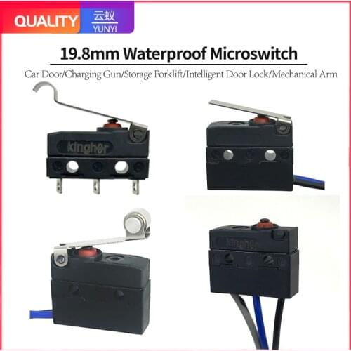 19.8mm Waterproof Micro-Switch With Lead, Lever, Positioning Hole, Normally Open And Normally Closed, 5A Current IP67 Quality