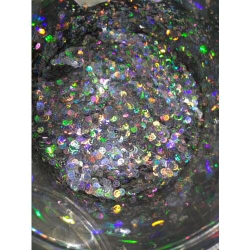 4MM Nail jewelry hollow smile face sequins ultra - thin color Holographic Laser Silver Smile Face Glitter for nail Polish