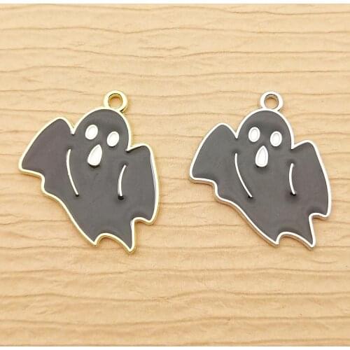 10pcs 22x26mm enamel skull ghost charm for jewelry making crafting fashion earring pendant cute necklace charm bracelet charms