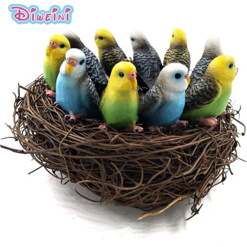 10pcs/lot Mini Parrot Birds Animals Toys Set Model Action Figure Home Figurine Educational Kids Hot Toys For Children Boys Girls