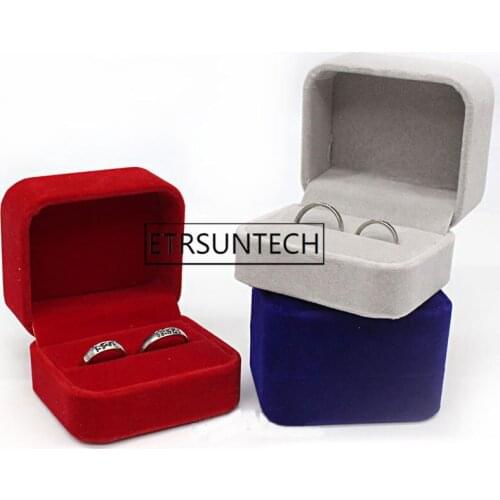 100pcs Classic Rectangle Couple Ring Box Velvet Wedding Ring/Earring Holder Jewelry Storage Carrying Case Display Gift Box