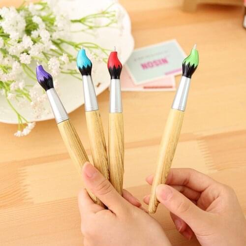 24PCS Brush Modeling Creative Ballpoint Pen Oil Painting Brush Wooden Brush Ballpoint Pen Stationery Novelty Pens for Writing