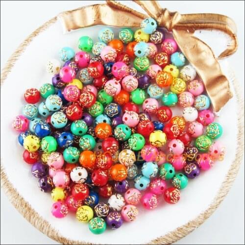 250Pcs Mixed Colors Acrylic Flower Round Spacer Beads Charms 6mm