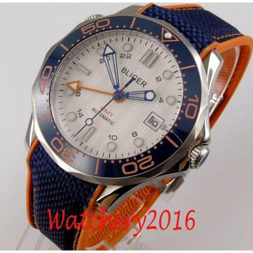 41mm Bliger White Dial Luminous see-through back Ceramic Bezel Sapphire Glass GMT Date Automatic Mens Watch