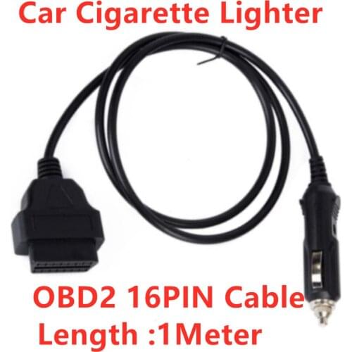 Acheheng Car OBD2 Connector OBDII 16Pin Female To Cigarette Lighter Plug Cable OBD2 40CM 12V DC Power Supply Adapter Cable