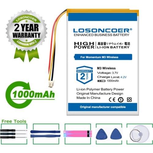 LOSONCOER Battery 1000mAh For Sennheiser Momentum 3 Wireless M3 Wireless M3AEBT MOMENTUM True Wireless AHB702535PCT-01