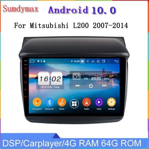 9" car multimedia player for Mitsubishi L200 Triton 2007-2014 android 10 car audio stereo wifi octa core 4g ram 64g rom