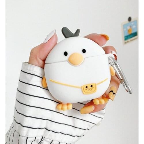 Cartoon Little Yellow Duck Earphone Case For Huawei FreeBuds 3 Silicone Headset Protection Case For FreeBuds 3 Hanging Cover